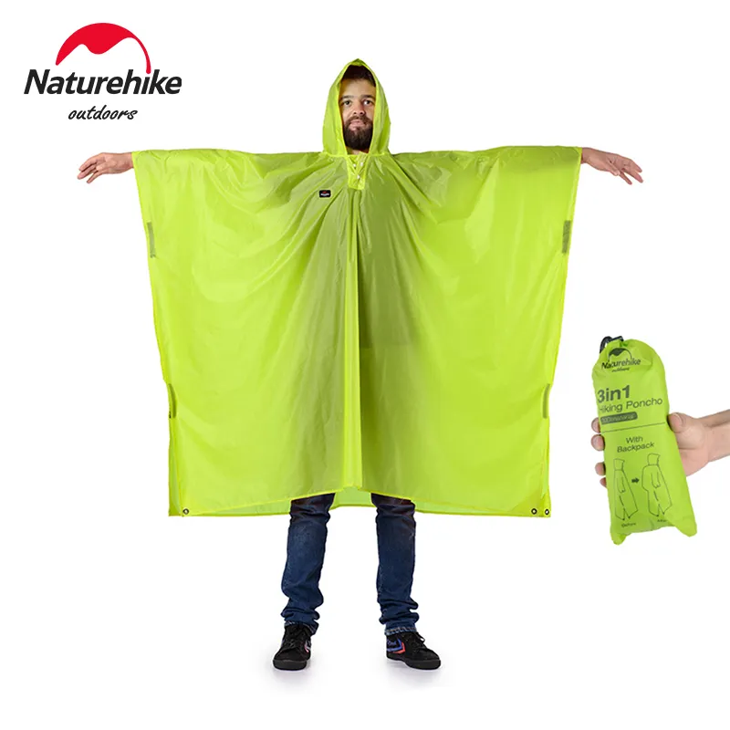Camping Rain Poncho - Naturehike regenjas 3-in-1 ultralichte multifunctionele regenjas
