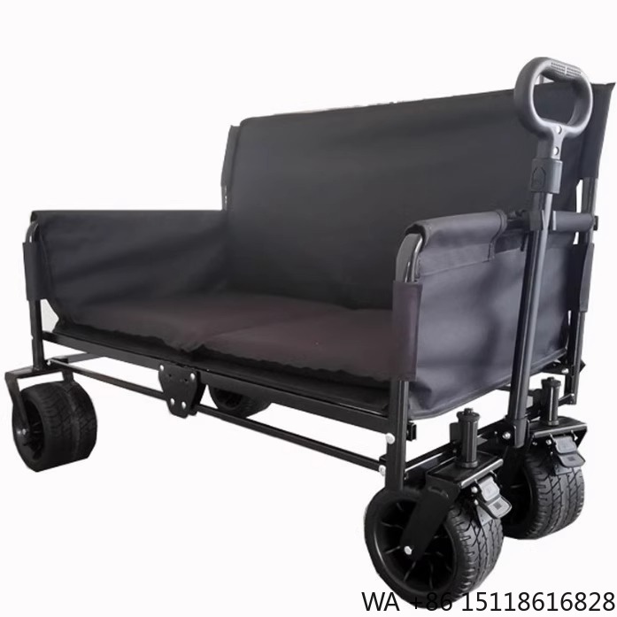 Outdoor Camping Folding Table - JXFT Multifunctionele Vierwielige Metalen Opvouwbare Buitenwagen