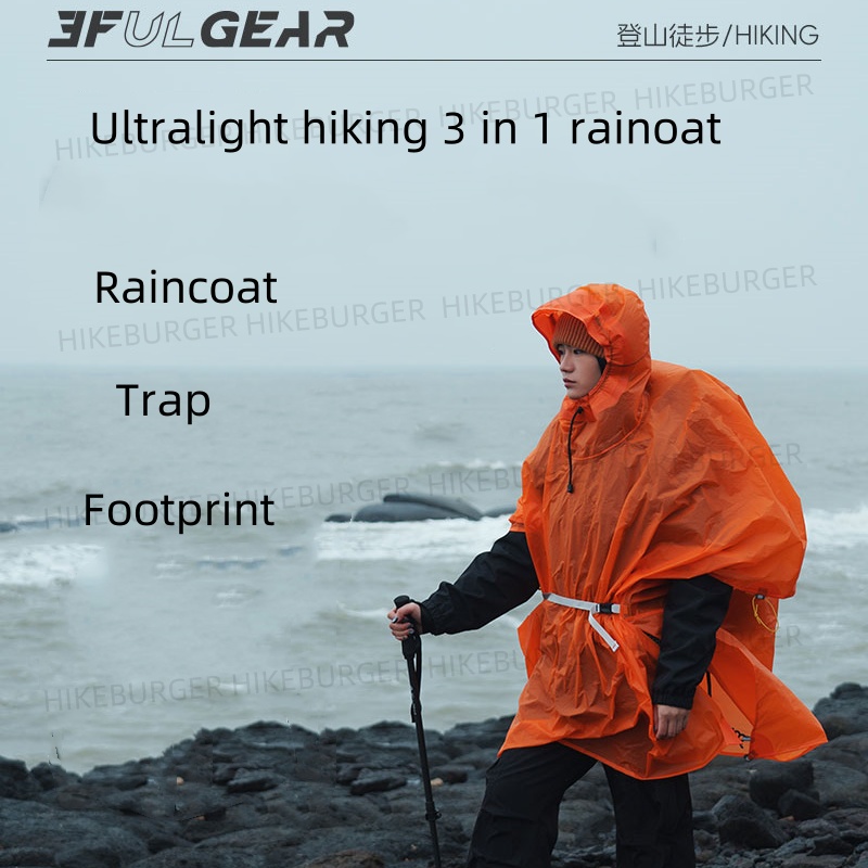 Camping Rain Poncho - 3F UL GEAR 3 In1 Regenponcho