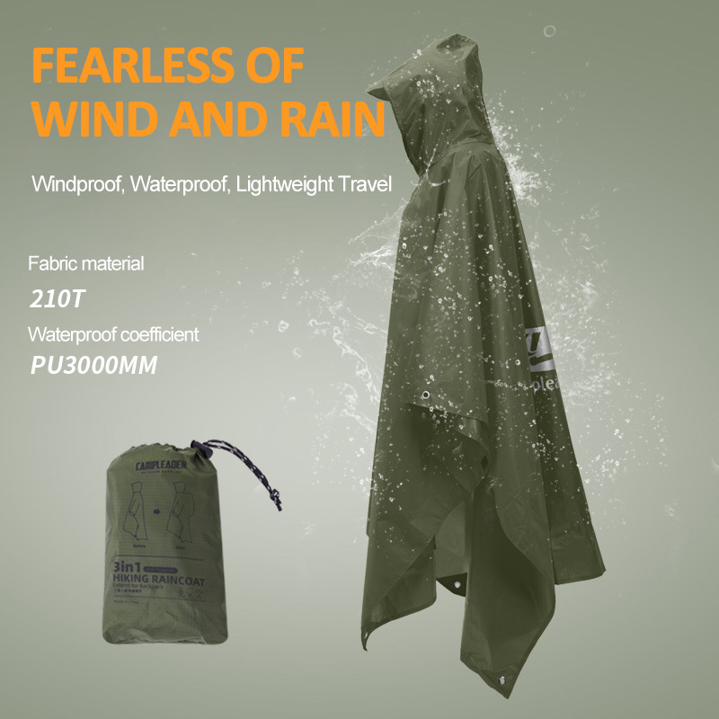3-in-1 buitenregenjas met capu - Camping Rain Poncho recensie en prijs