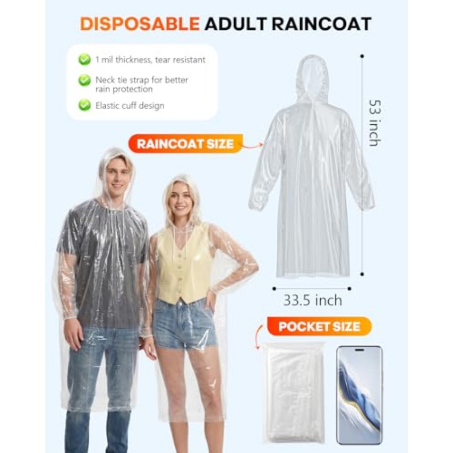 Wegwerp regenponcho's, 6-pack/ - Camping Rain Poncho recensie en prijs